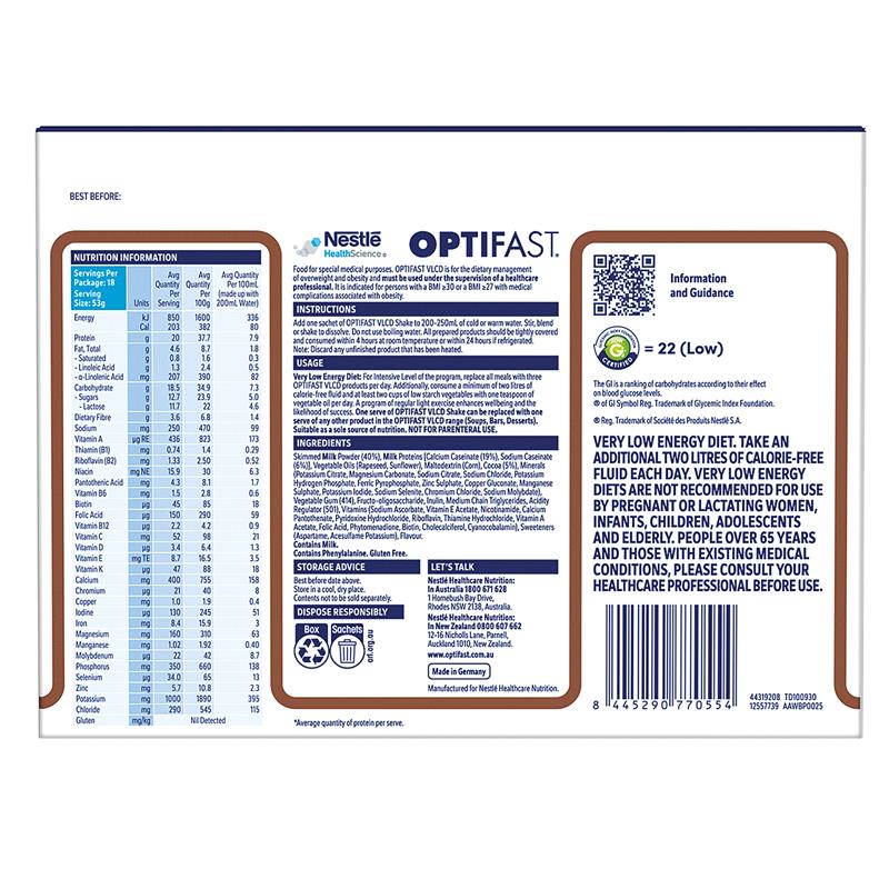 OPTIFAST VLCD Shake Chocolate (18 Pack)