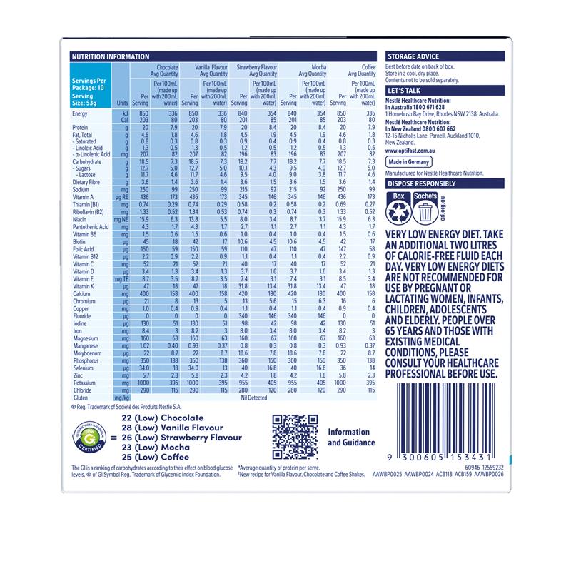 OPTIFAST VLCD Shake Assorted Flavours (10 Pack)