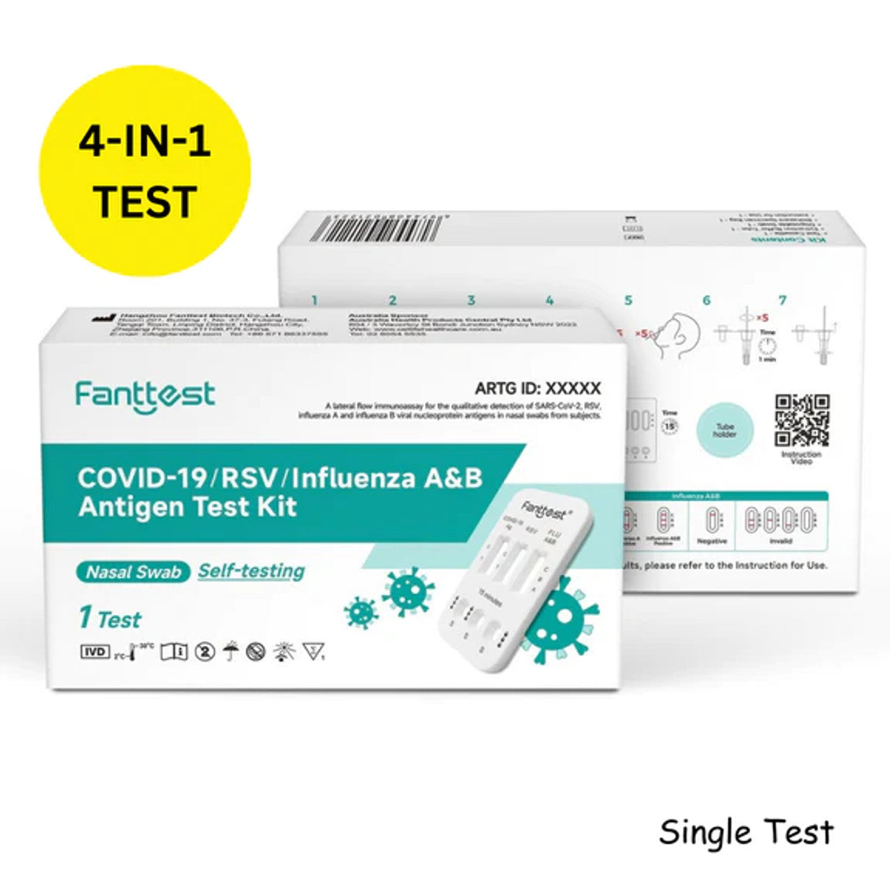 Fanttest Plus RSV/COVID-19/Influenza A&B Antigen Test Kit – 1 Test