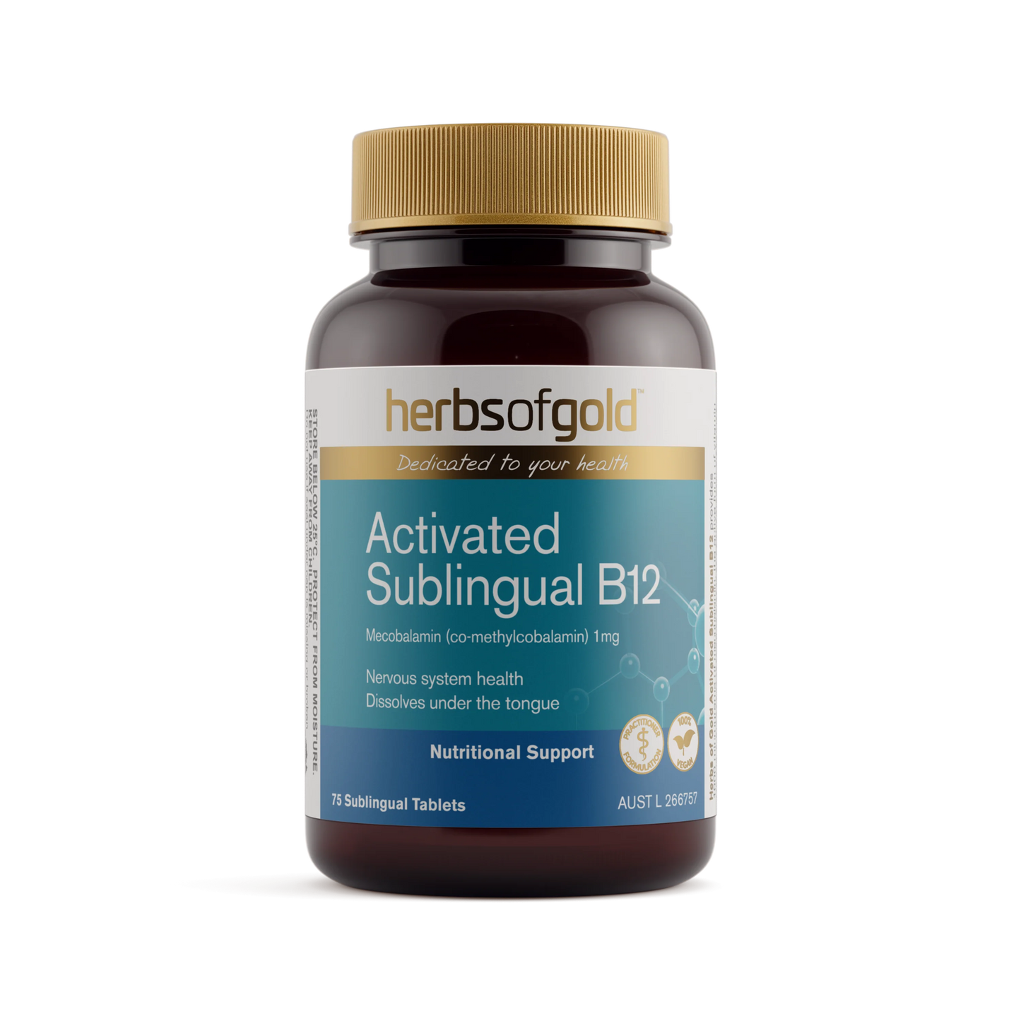 HERBS OF GOLD Activated Sublingual B12 75t