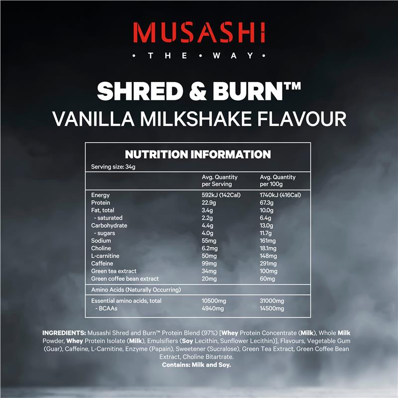 Musashi Shred And Burn Chocolate 900g